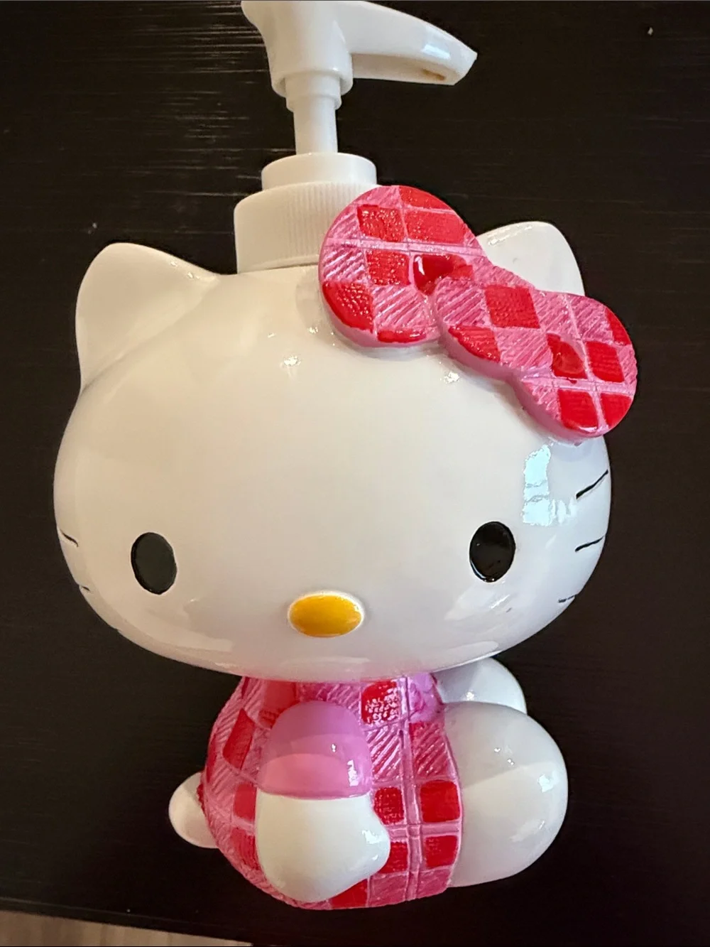 Hello Kitty White Ceramic Soap Dispenser with Pink Red Bow